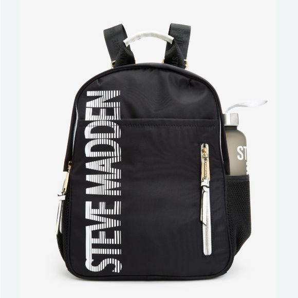 New💥 STEVE MADDEN Sporty Logo Backpack . Black. Unisex. - Picture 1 of 4
